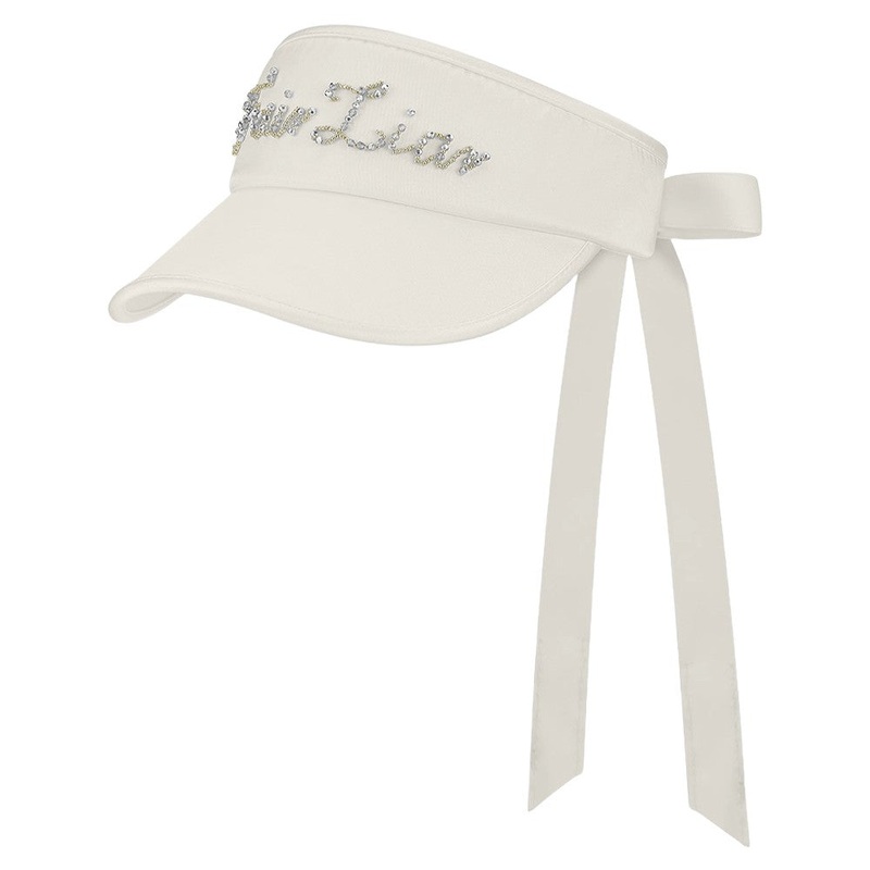 Fairliar Satin Beads Golf Visor Beige – 24 Women One Size Fits All