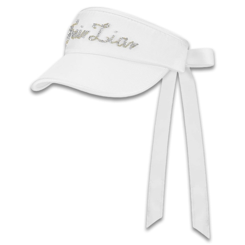 Fairliar Satin Beads Golf Visor White – 24 Women One Size Fits All