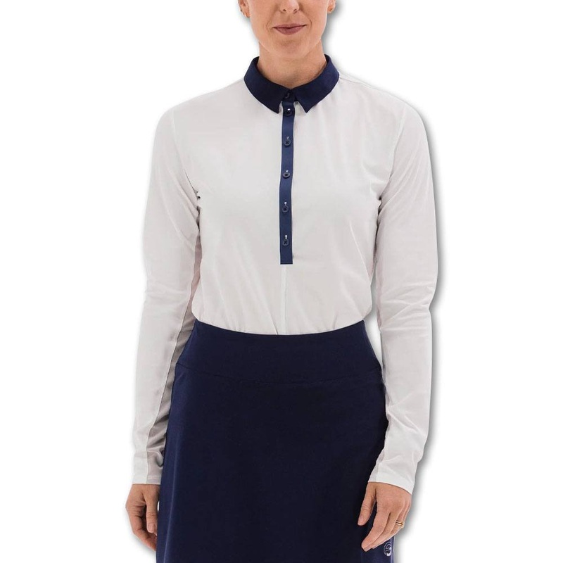 Foray Golf All New Core Longsleeve Golf Polo White/Navy – 23 Women X-Small
