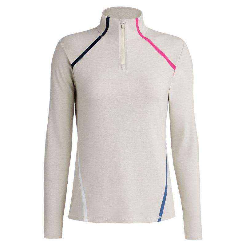 Gfore Colour Block Luxe Staple Quarter Zip Golf Pullover Stone Heather – FA23 Women X-Small