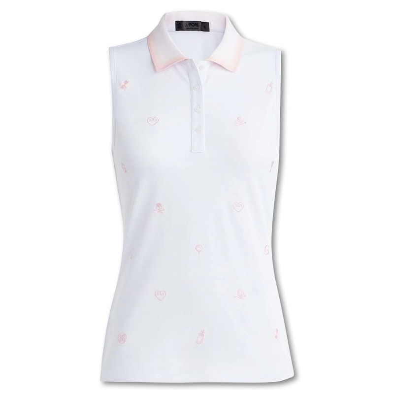 Gfore Embroidered Rib Collar Tech Pique Sleeveless Golf Polo Snow – FA23 Women X-Small