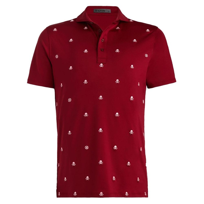 Gfore Embroidered Skull & Tees Tech Jersey Golf Polo Rhubarb – SP24 Men Small