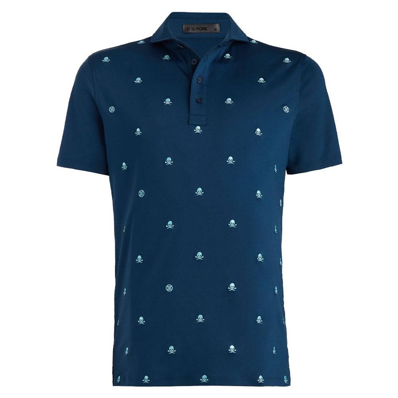 Gfore Embroidered Skull & Tees Tech Jersey Golf Polo Storm – SP24 Men Small