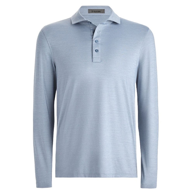 Gfore Rib Gusset Melange Ice Nylon Sun Golf Polo Heather Slate – FA24 Men Small