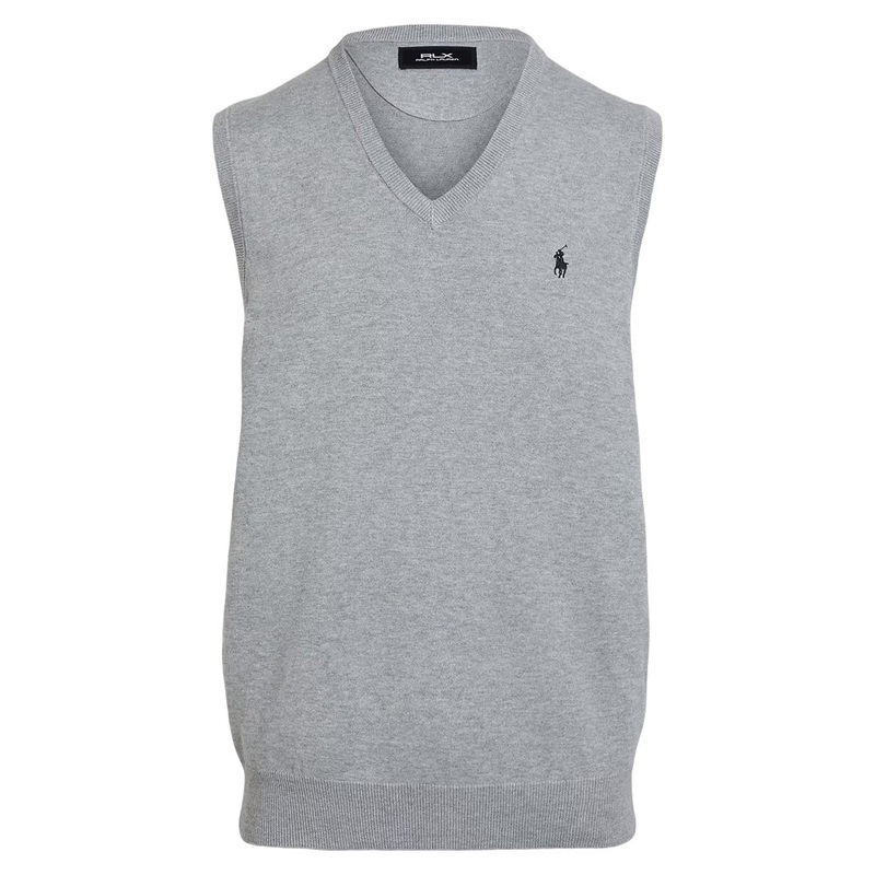 Ralph Lauren Cotton Coolmax V-Neck Golf Sweater Andover Heather – SP25 Men Medium