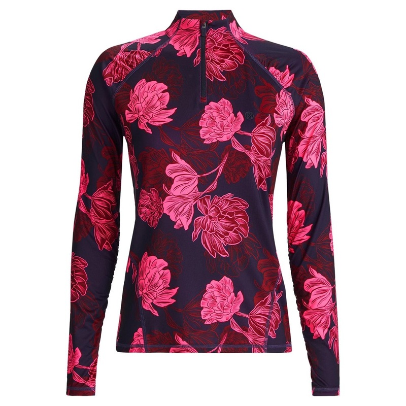 Gfore Contrast Stamped Floral Tech Ruched Golf Pullover Twilight – FA24 Women X-Small