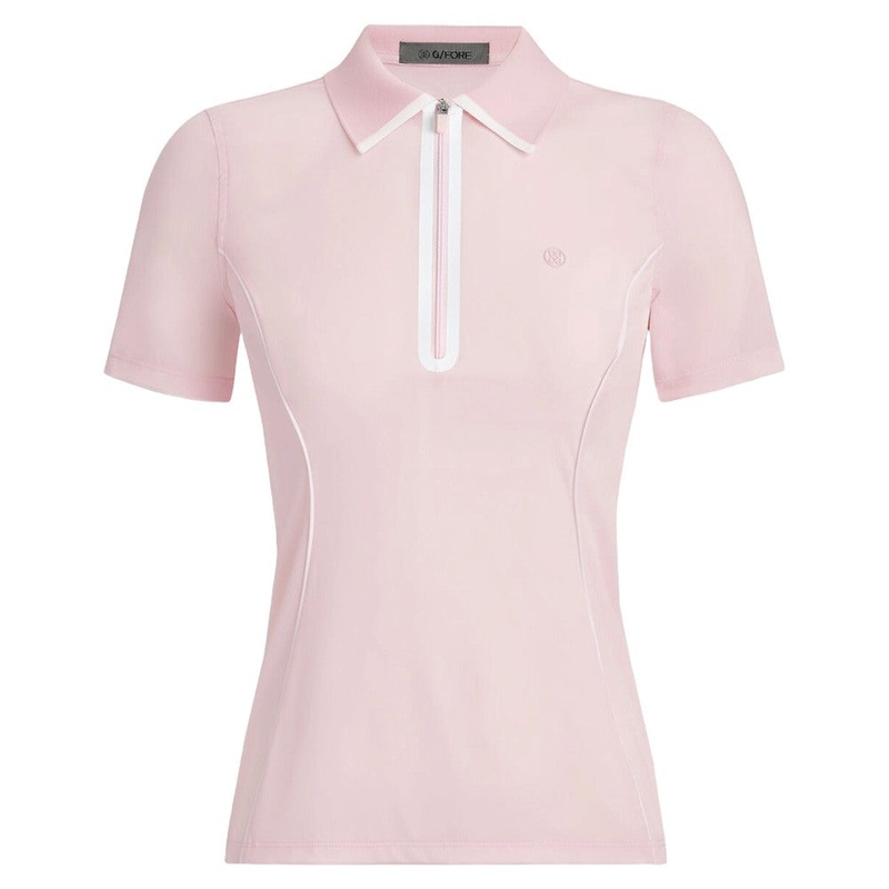 Gfore Lightweight Warp Knit Quarter Zip Golf Polo Blush – FA24 Women X-Small