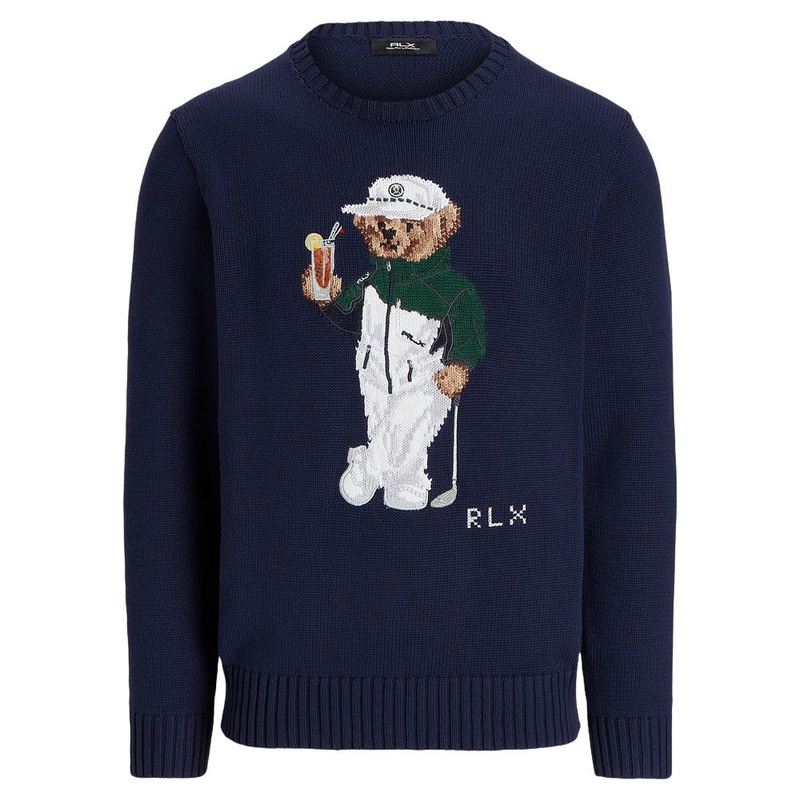 Ralph Lauren Cotton Coolmax Novelty Polo Bear Crewneck Golf Sweater Refined Navy – SP25 Men Small