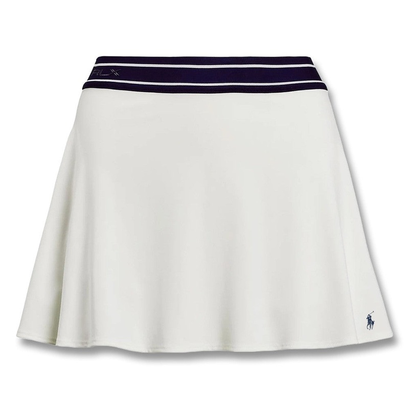 Ralph Lauren Polyester Interlock Flare 15″ Golf Skort Ceramic White Multi – SP25 Women X-Small
