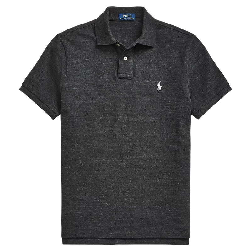 Ralph Lauren Mesh Custom Slim Fit Solid Golf Polo Black Marl Heather- FW24 Men Small