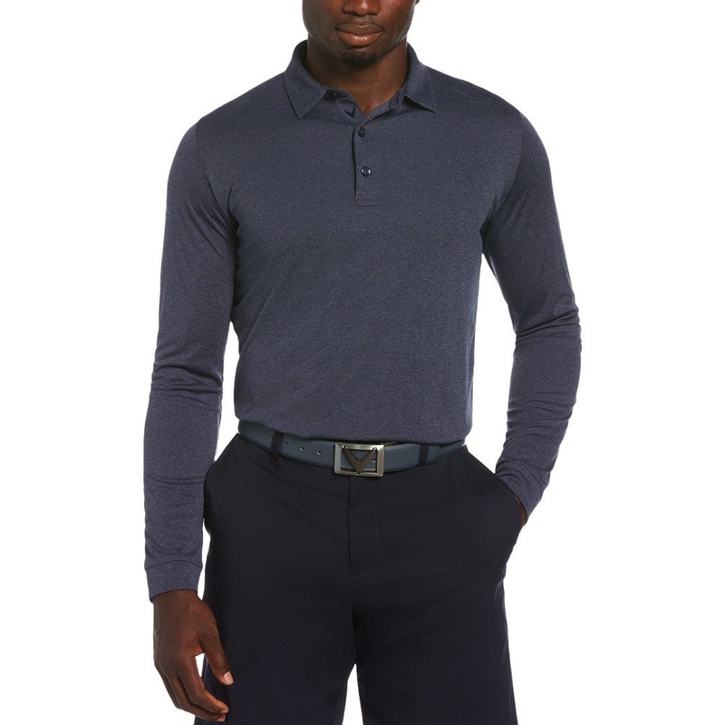 Callaway Air Texturized Premium Yarn Golf Polo Navy Chambry Heather – SS25 Men Small