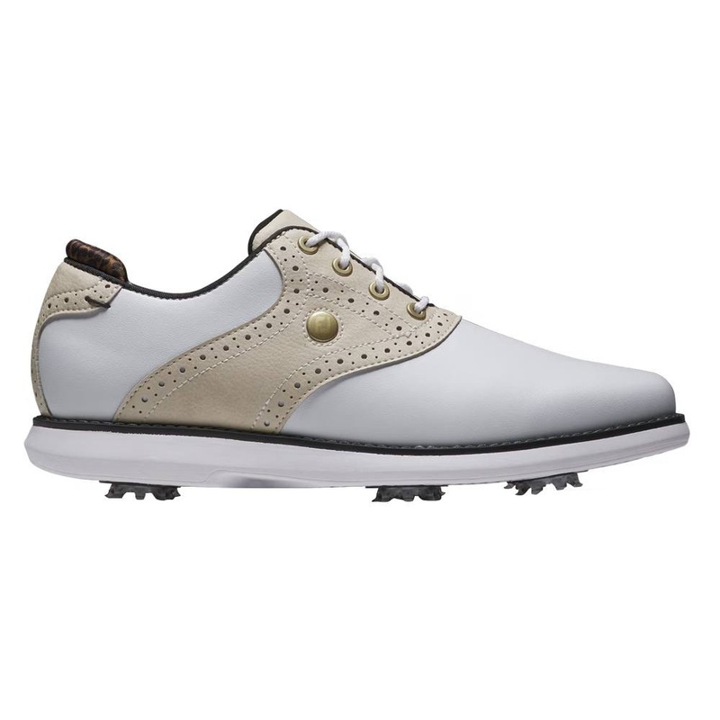 FootJoy FJ Traditions Golf Shoes White/Beige – 24 Women Medium 5