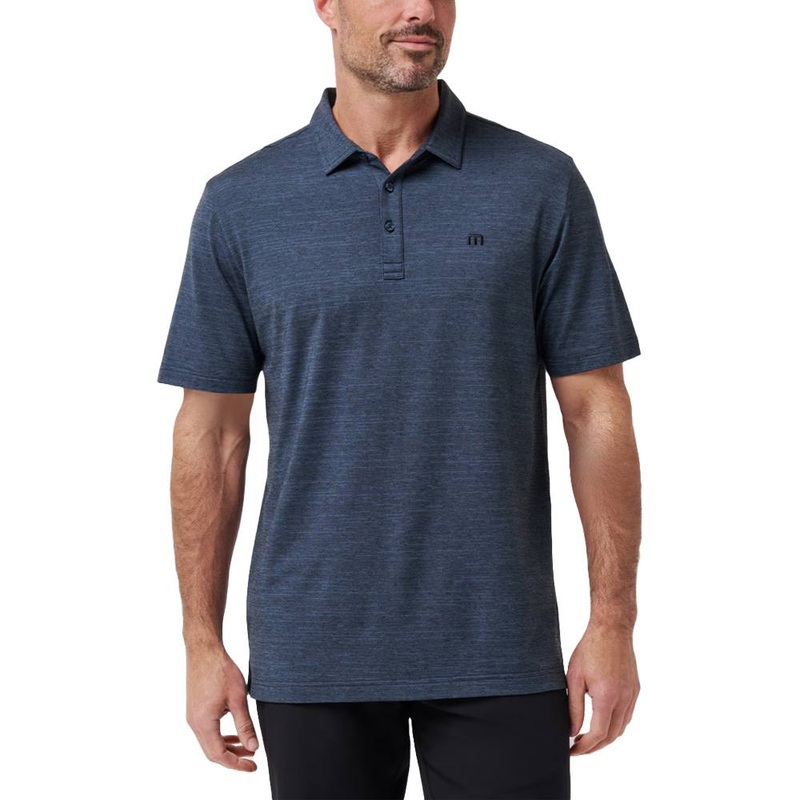 TravisMathew The Heather Golf Polo Vintage Indigo/Black – SS22 Men Small