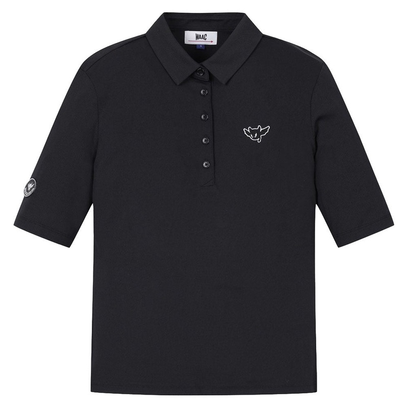 WAAC Athletic Ribbed Slim Golf Polo Black – SS24 Women X-Small