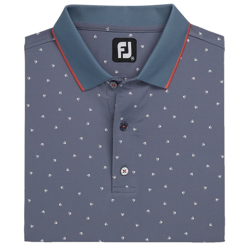 FootJoy Push Play Print Lisle Knit Collar Golf Polo Graphite/White – SS22 Men Small
