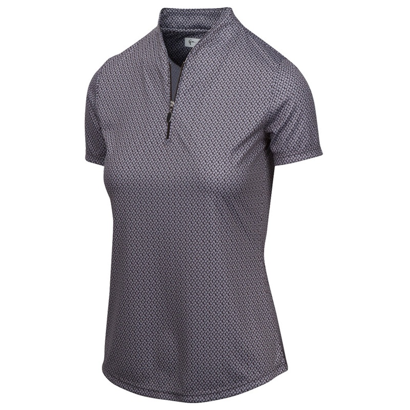 Greg Norman ML75 2Below Micro Paisley Zip Golf Polo Black – SS19 Women X-Small