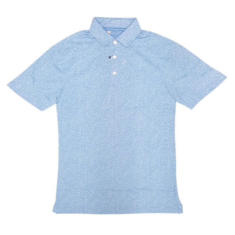 Oxford Lindrick Printed Dri Release Pique Golf Polo French Blue – 17 Men Small