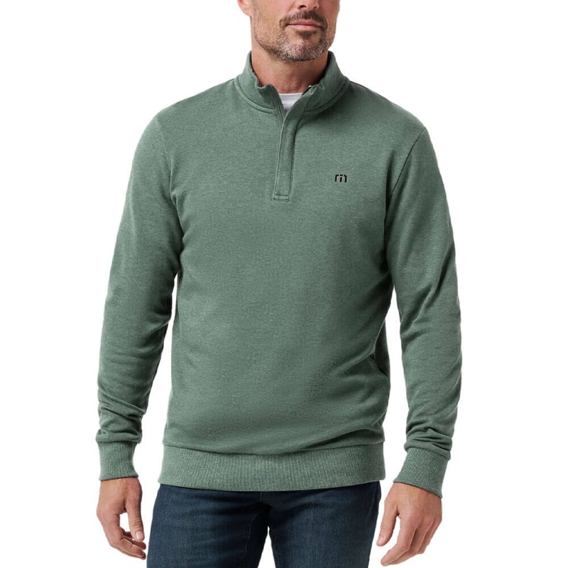 TravisMathew Cloud Quarter Zip 2.0 Golf Pullover Heather Balsam – FW22 Men Small