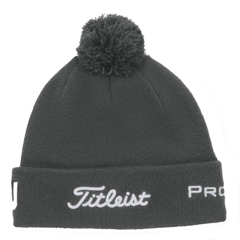 Titleist Tour Pom Pom Golf Beanie Charcoal/White – 24 Men One Size Fits All