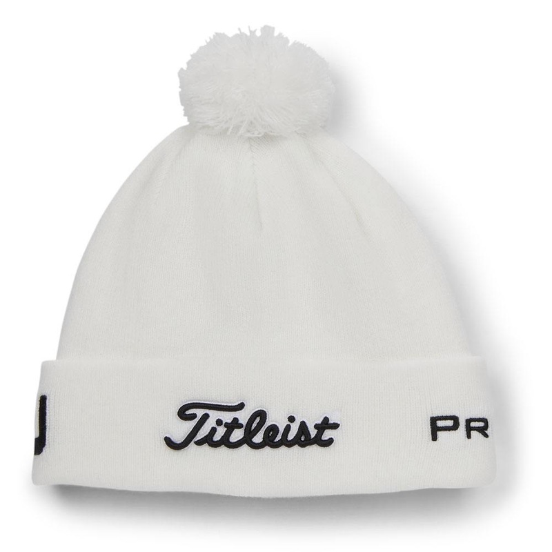 Titleist Tour Pom Pom Golf Beanie White/Black – 24 Men One Size Fits All