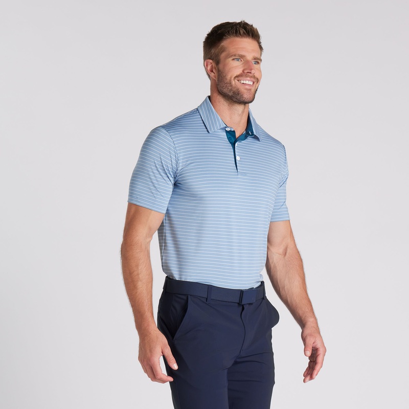 MATTR Tucker Golf Polo Melon Punch / Zen Blue S