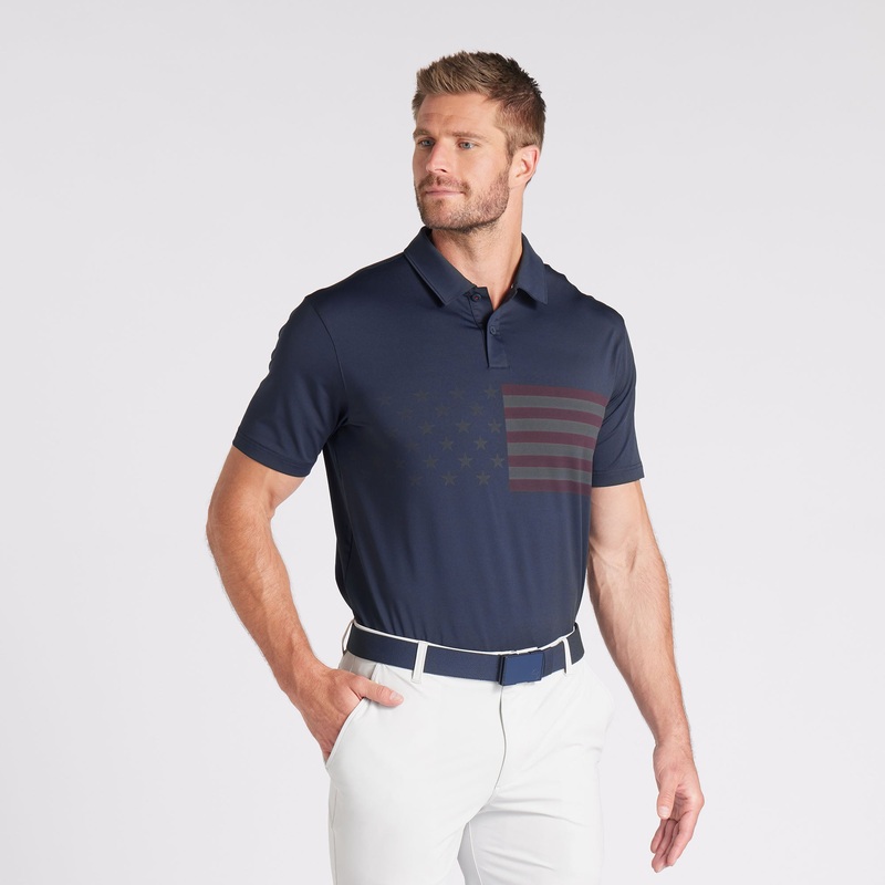 Volition Stars & Bars Golf Polo Deep Navy S