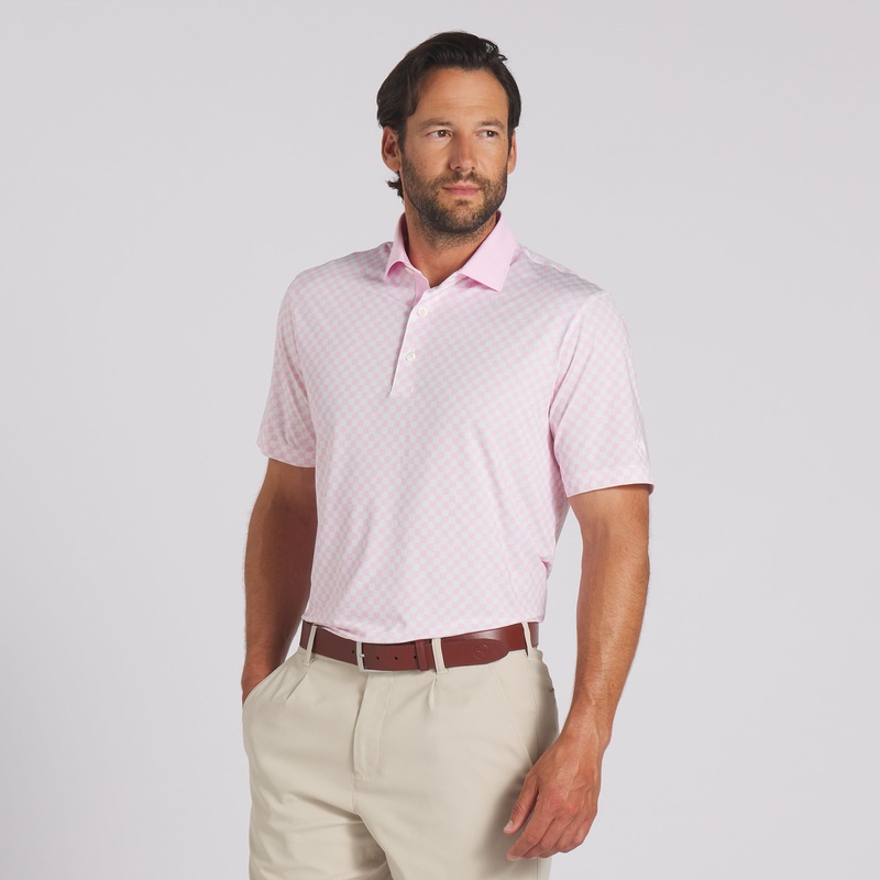 AP MATTR Checkered Golf Polo White Glow / Pale Pink S