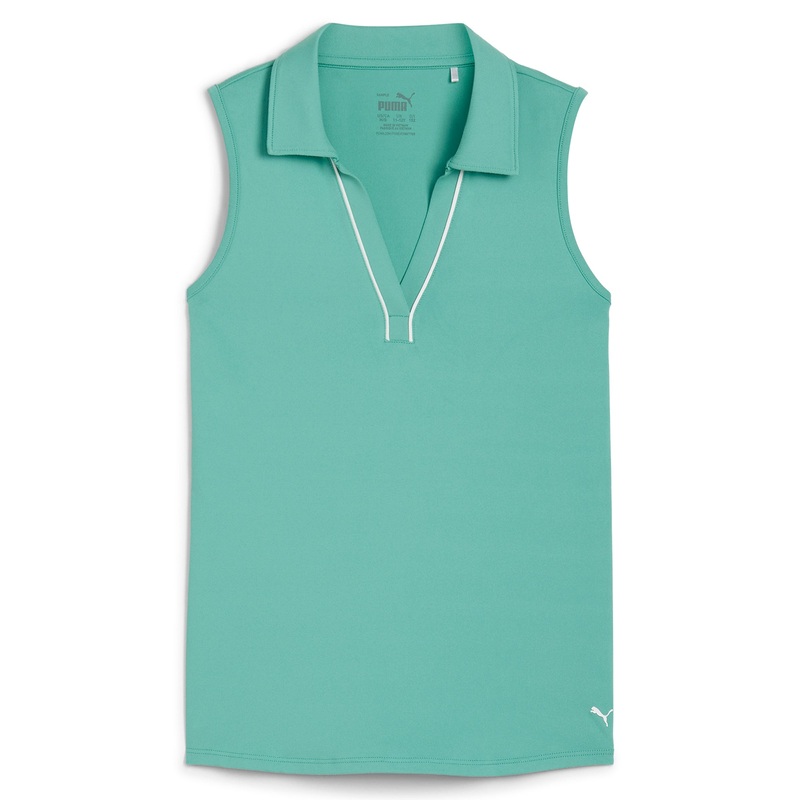 Girl’s CLOUDSPUN Piped Sleeveless Golf Polo Sea Glass XS