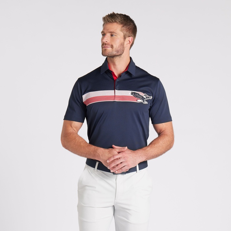 Volition Eagle Golf Polo White Glow / Deep Navy S