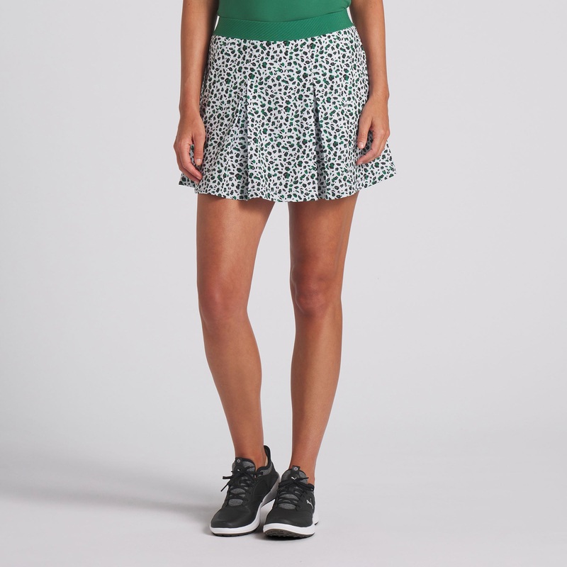 Women’s Pleated Leopard Golf Skirt White Glow / Vine XXS
