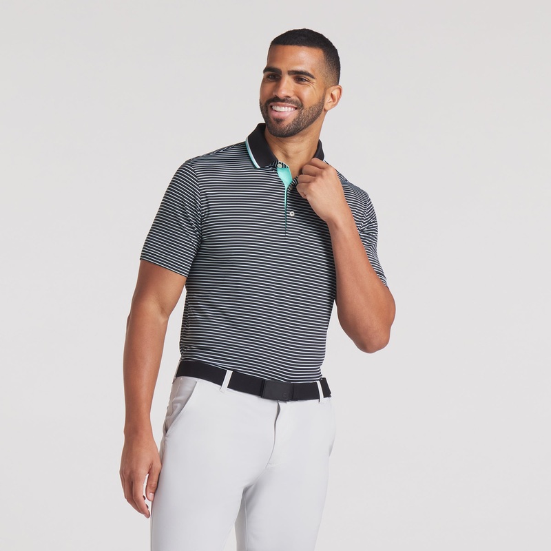 MATTR Elevated Stripe Golf Polo Deep Navy / Dark Myrtle XXL