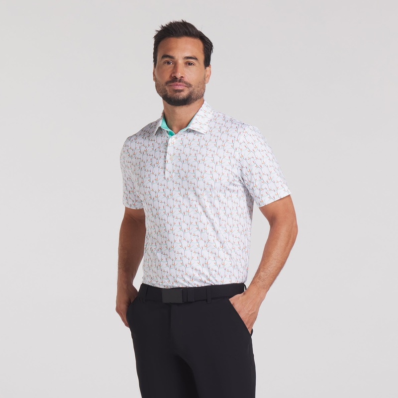 MATTR Paradise Golf Polo Deep Navy / Sunny Yellow S