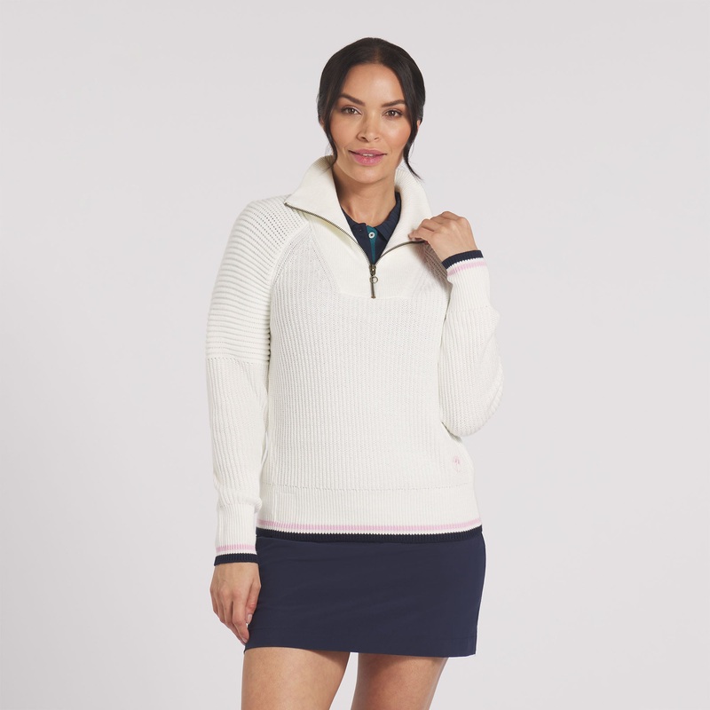 Women’s AP Zip Golf Sweater Warm White XS