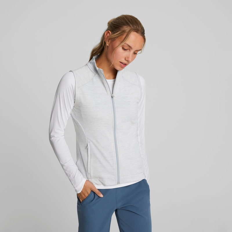 Women’s CLOUDSPUN Heather Full Zip Golf Vest Navy Blazer Heather XS