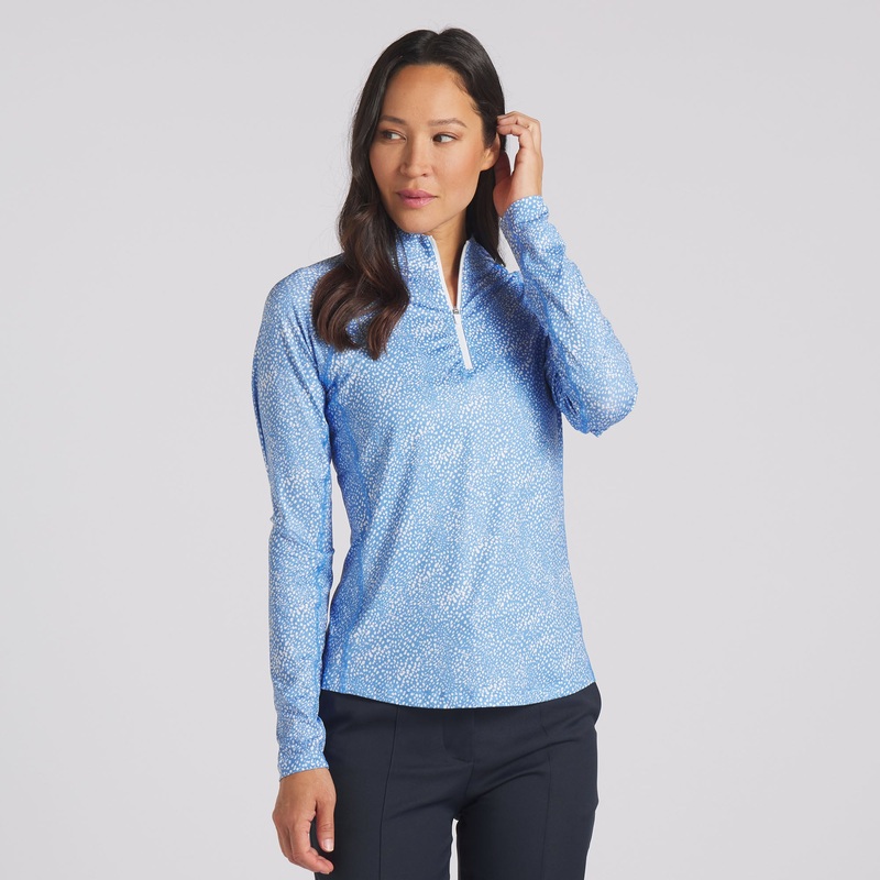 Women’s YouV Microdot Golf 1/4 Zip White Glow / Deep Navy XS