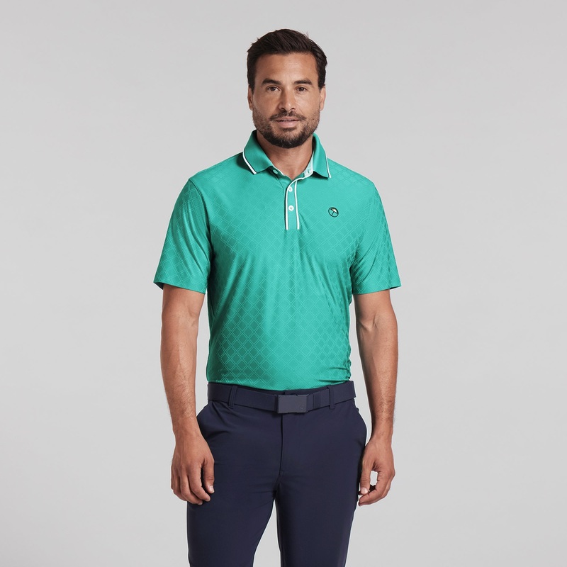 AP Tipped Jacquard Golf Polo Warm White 3XL