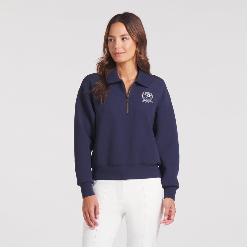 Women’s AP Collared Golf 1/4 Zip Deep Navy XS