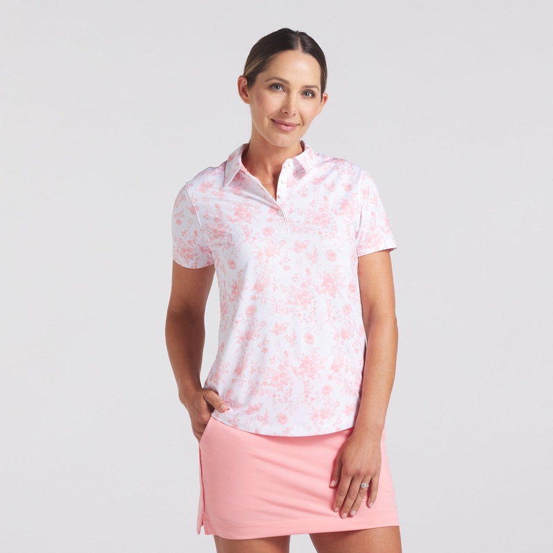 Women’s CLOUDSPUN Toile Golf Polo Pink Fruit XS