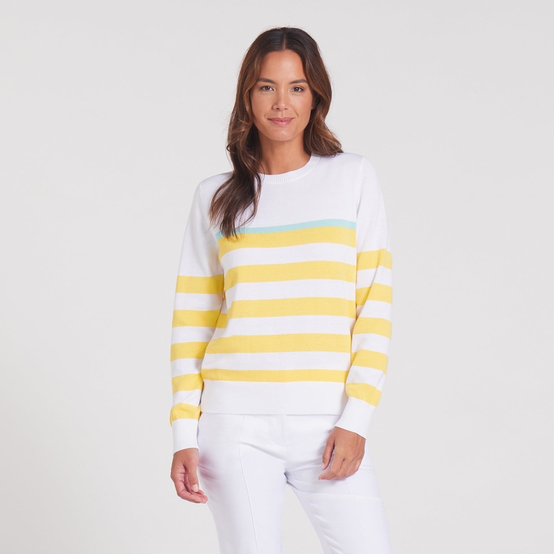Women’s Resort Stripe Golf Sweater Sea Glass / White Glow XS