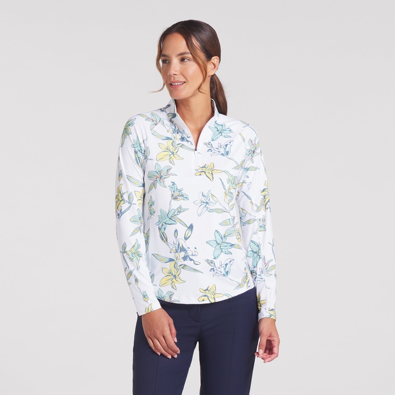 Women’s YouV Lily Floral Golf 1/4 Zip Deep Navy XS