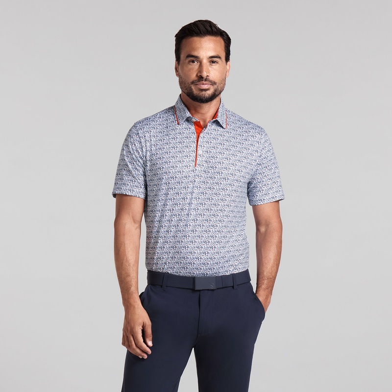 CLOUDSPUN Branch Golf Polo White Glow / Red Fire S
