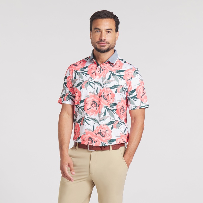 MATTR Beautiful Game Golf Polo White Glow / Red Fire S