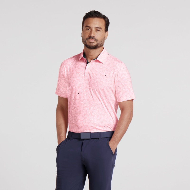 MATTR Bloom Field Golf Polo Pink Fruit / White Glow S