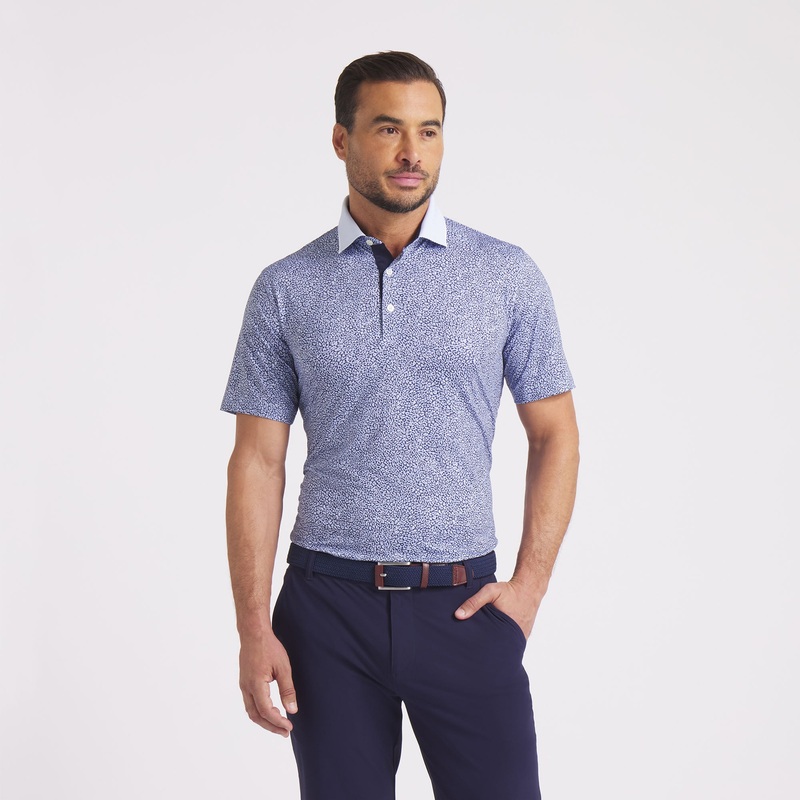 MATTR Joey Golf Polo Ruby Shimmer / Alpine Snow XL