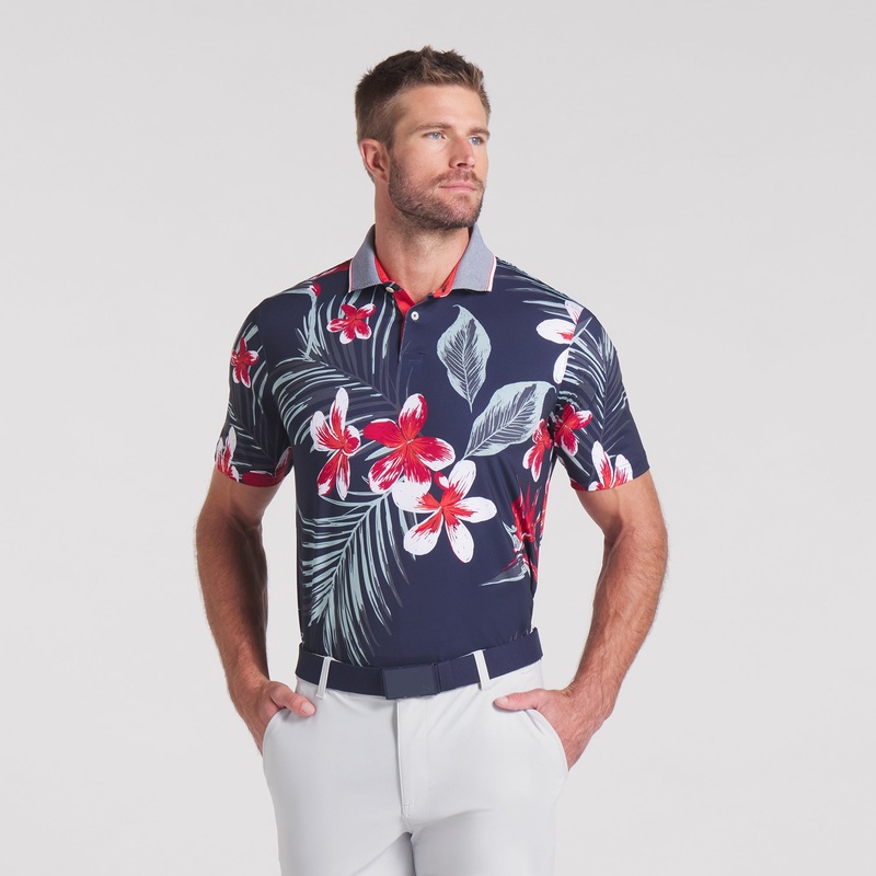 MATTR Luau Golf Polo Deep Navy / Red Fire S