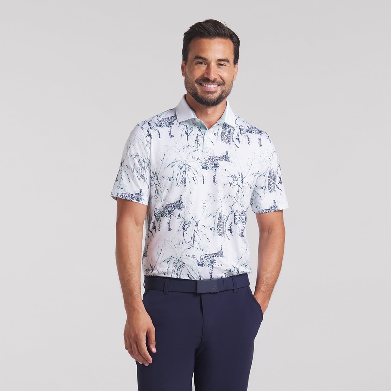 MATTR Safari Golf Polo White Glow / Modern Mint S
