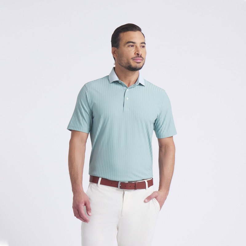 MATTR Stripe Jacquard Golf Polo Light Moss 3XL
