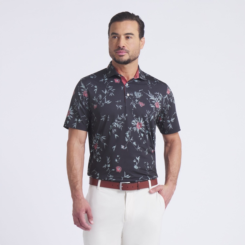 MATTR Water Floral Golf Polo Puma Black L