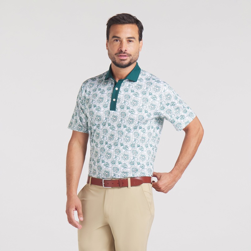 Pique Flower Fields Golf Polo Dark Myrtle / White Glow S