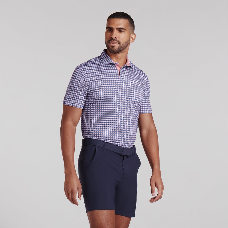 Pique Tie Golf Polo Deep Navy / Pink Fruit S